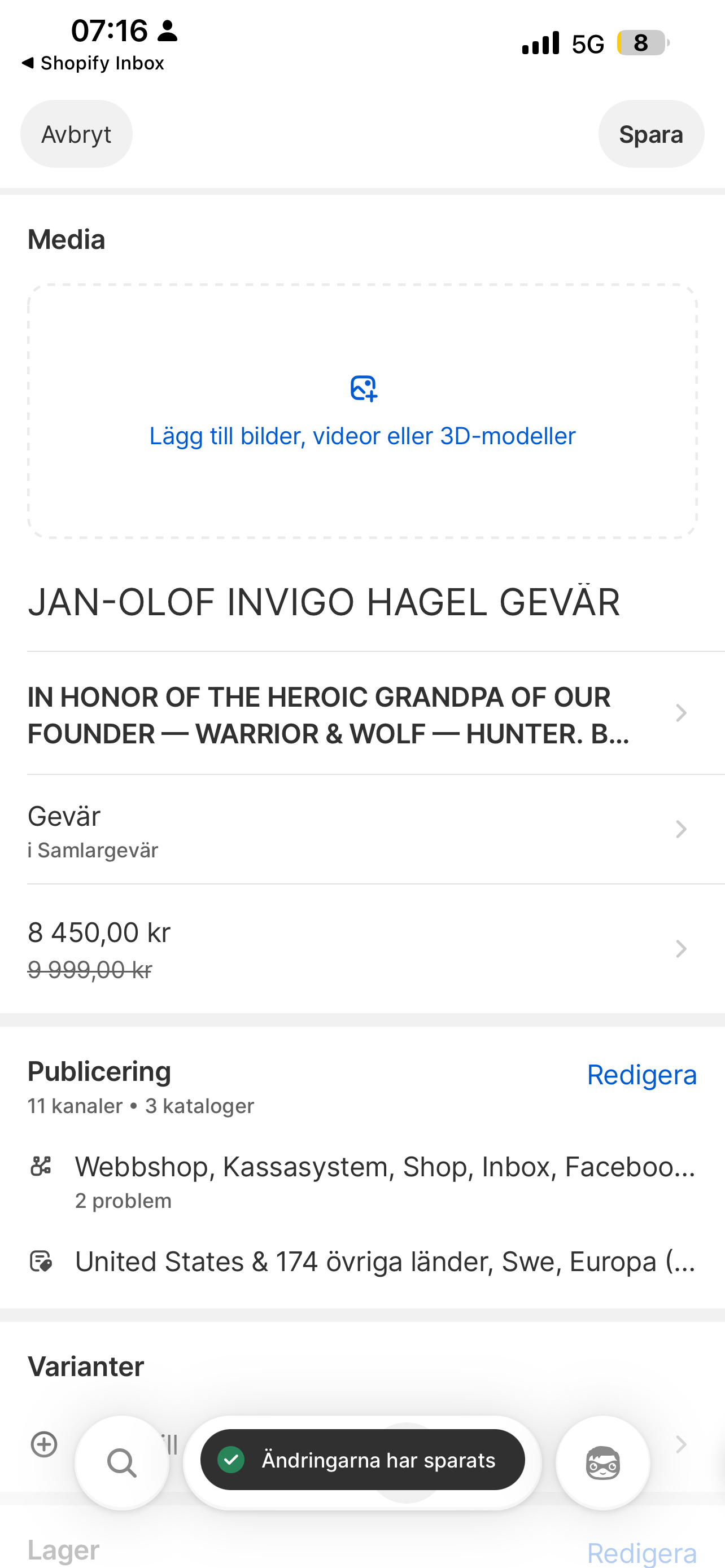 JAN-OLOF INVIGO HAGEL GEVÄR