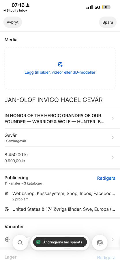JAN-OLOF INVIGO HAGEL GEVÄR